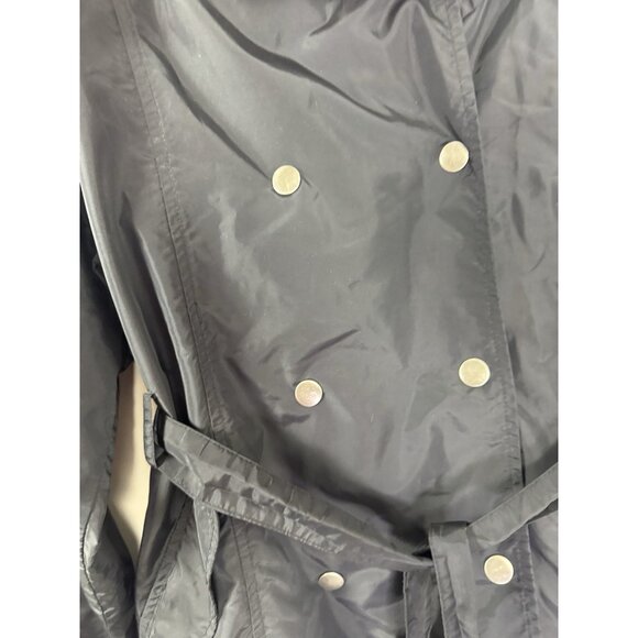 Brandon Thomas Womens 1X Black Rain Coat Tie Waist Double Breasted Outdoors Chic - Picture 3 of 13